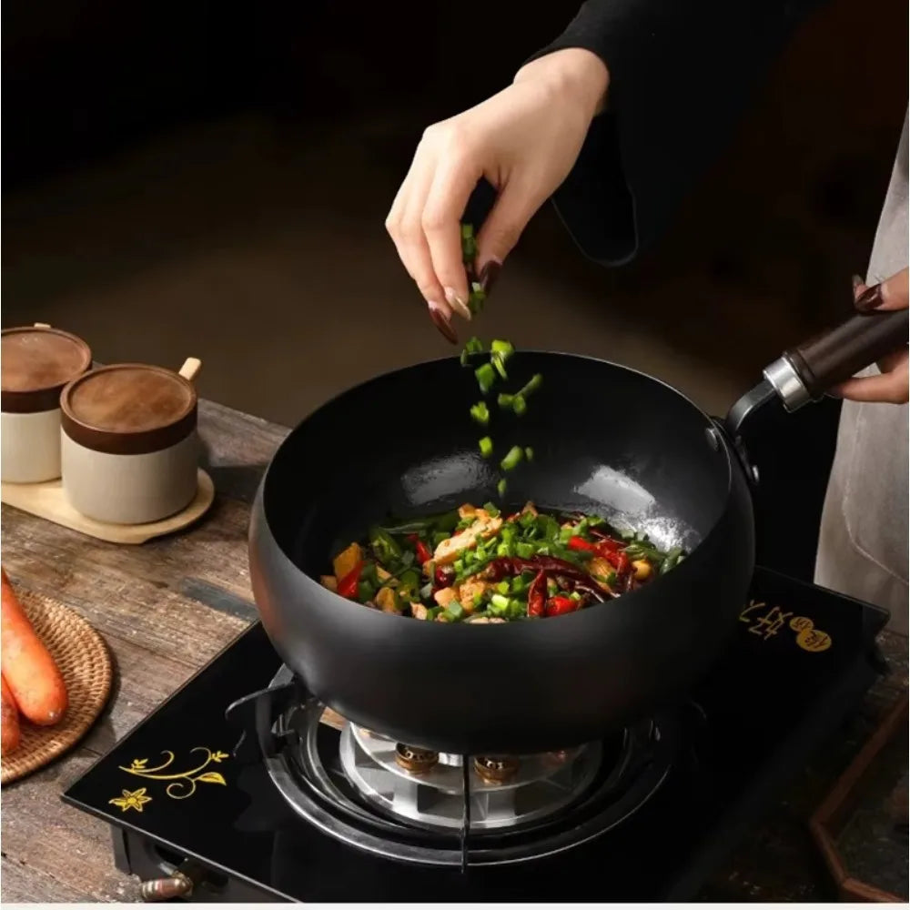 9.5" Carbon Steel Nonstick Wok Pan – Gas & Induction Carbon Steel Wok Nixie