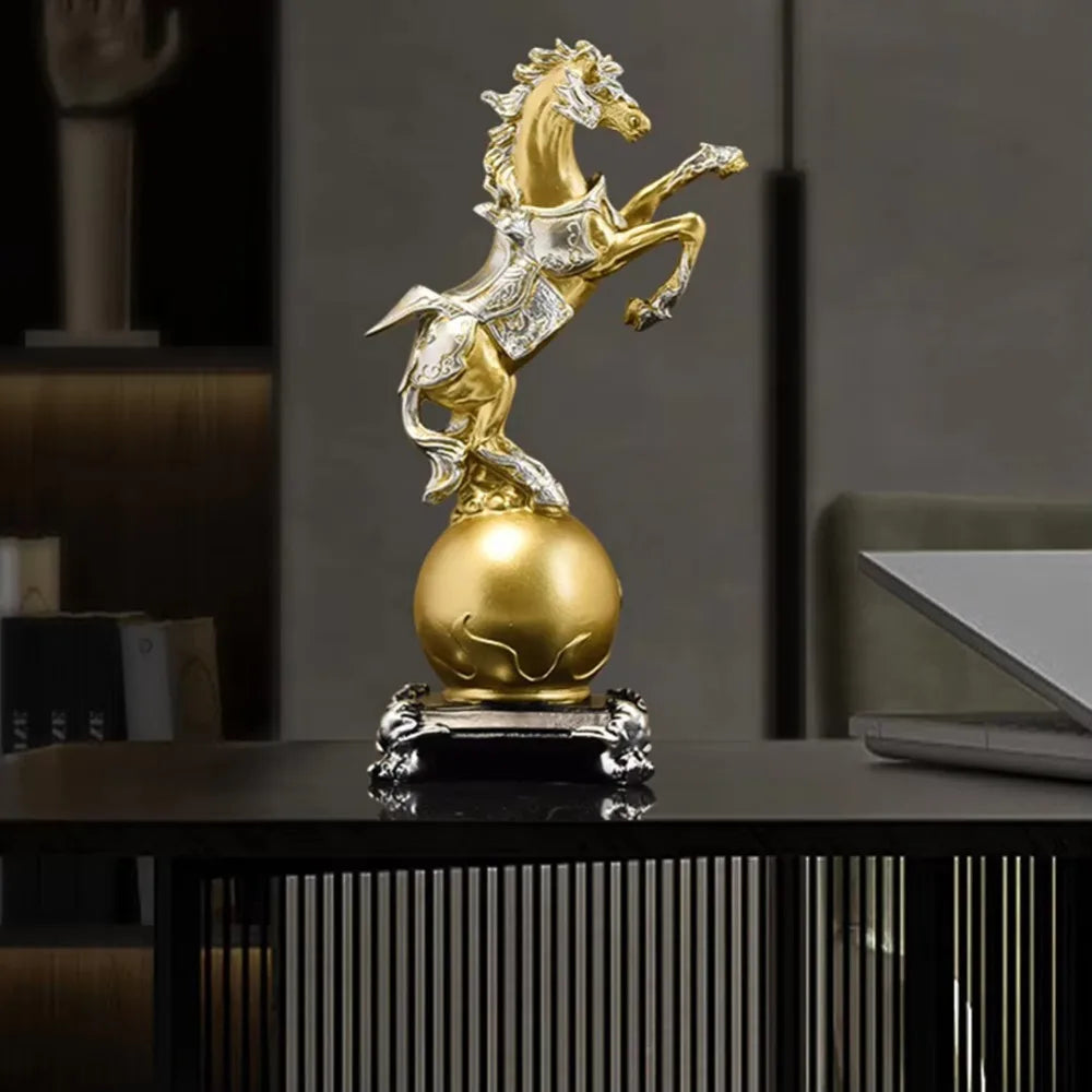 Feng Shui Lucky Horse Statue – Resin Home Office Décor Decorative Sculpture Nixie