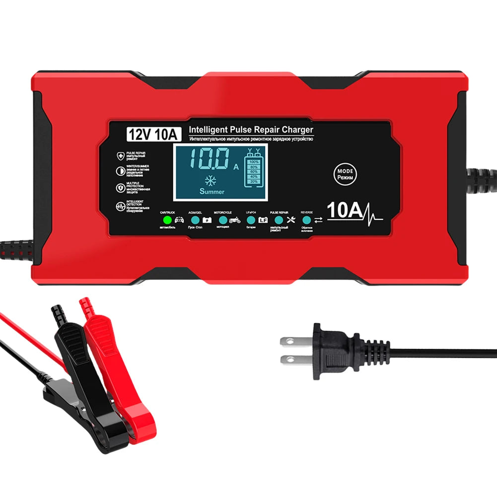 12V 10A Smart Battery Charger – Car, Motorcycle, AGM & GEL Smart Battery Charger Nixie US