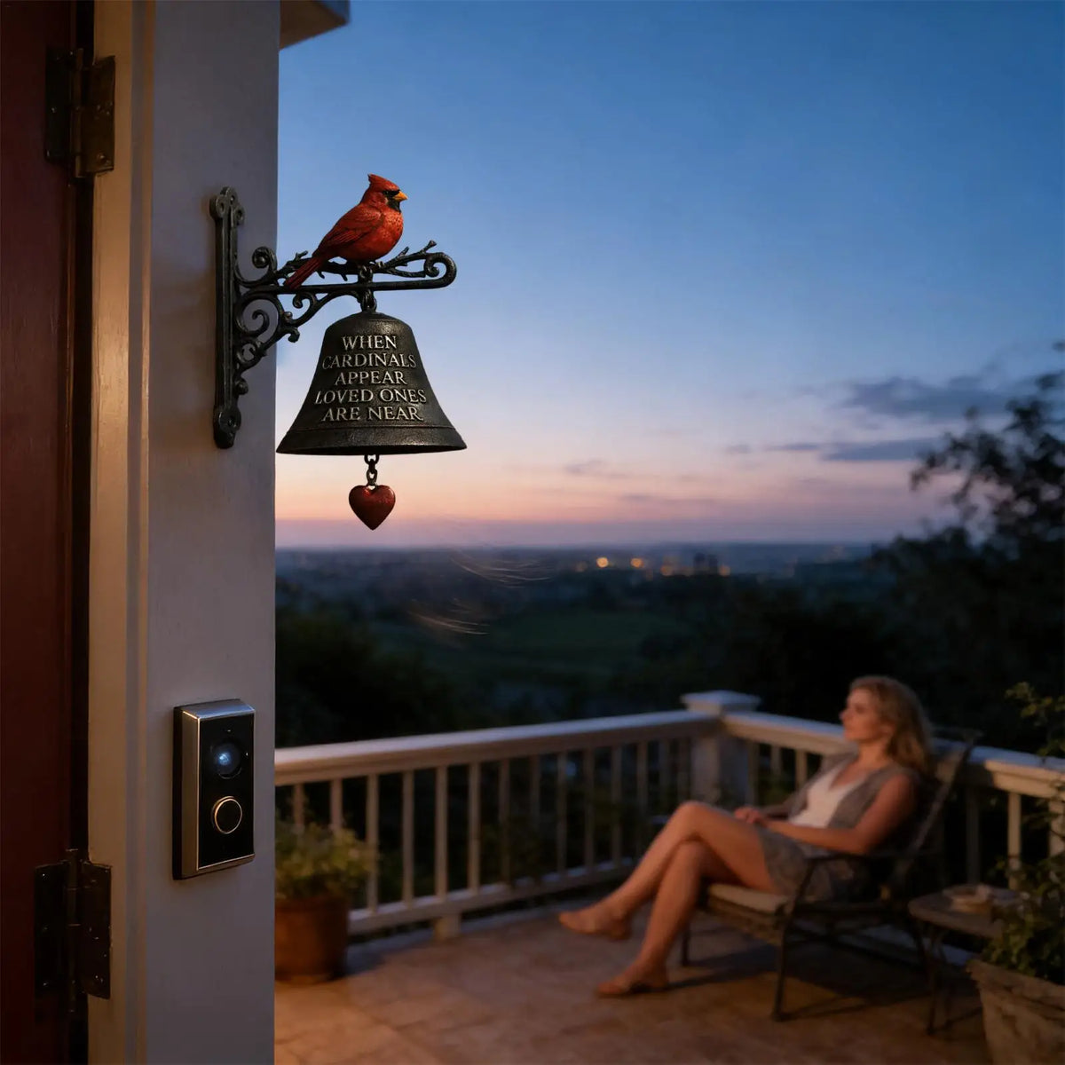 Cardinal Red Bird Wall Mounted Dinner Bell | Rustic Porch Decor Decorative Dinner Bell Nixie