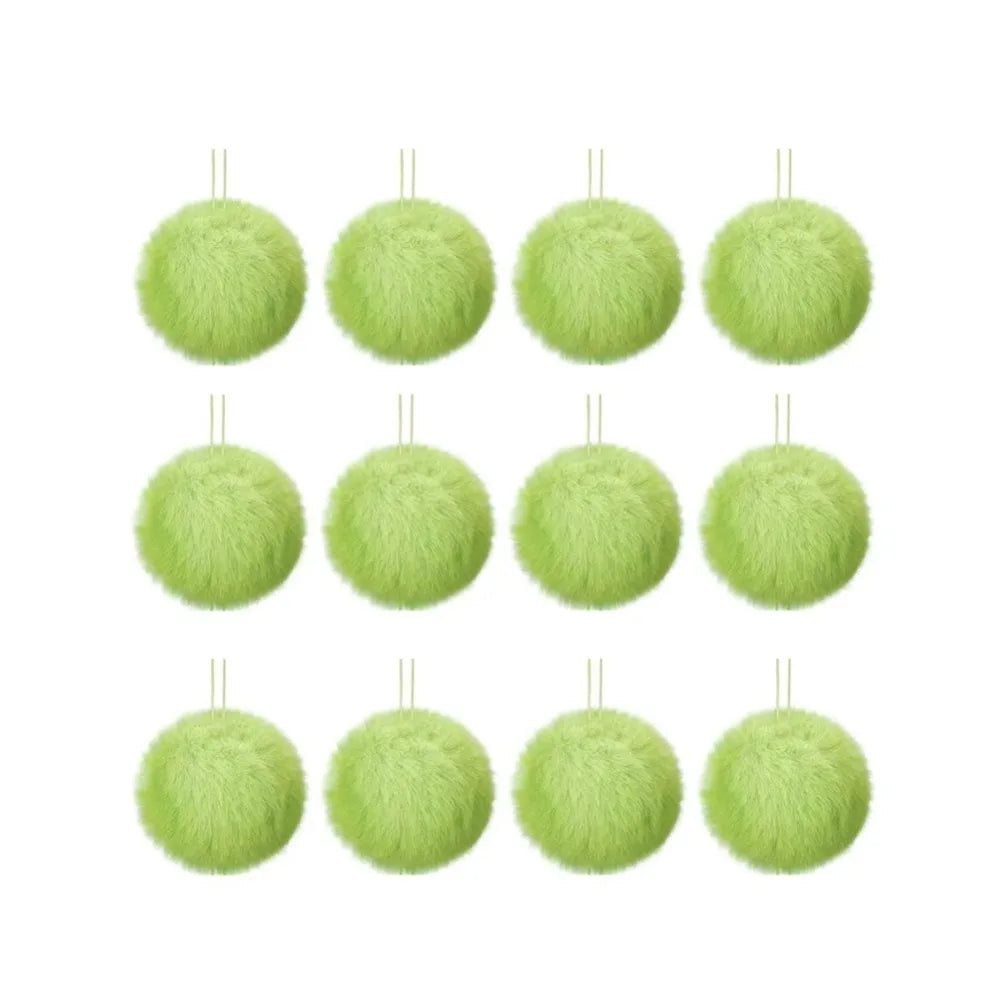 12PCS Soft Plush Christmas Ball Ornaments – Pom Pom Xmas Decor Christmas Ornaments Nixie Green 6cm 6cm