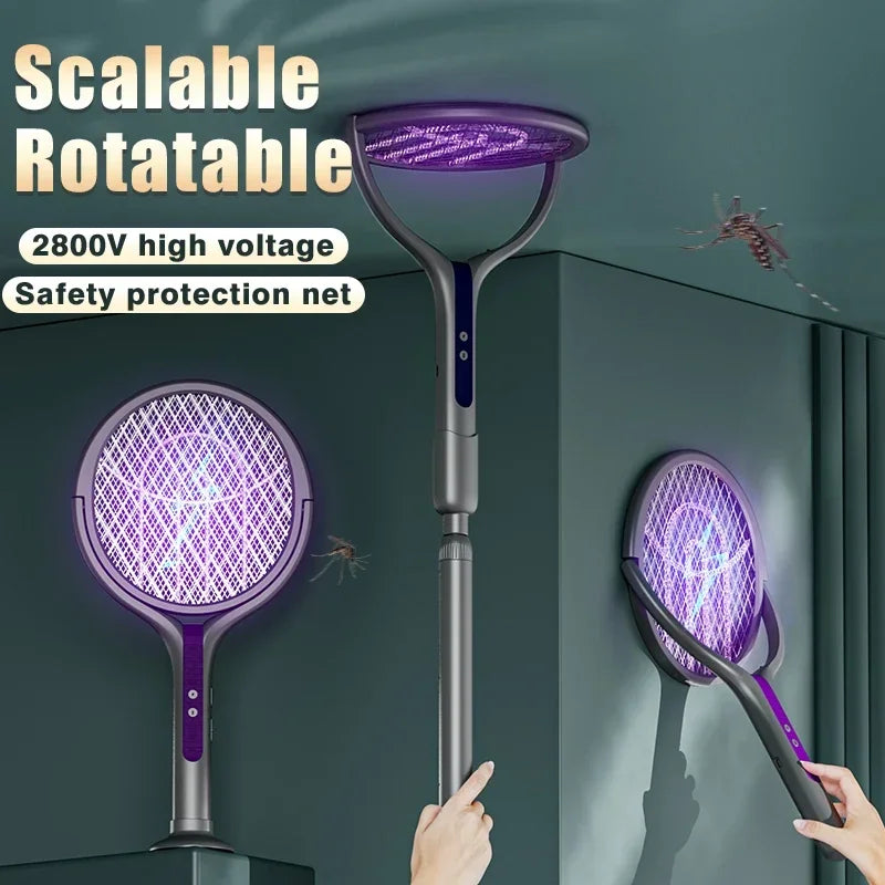 2-in-1 Mosquito Killer Lamp & Electric Swatter USB Rechargeable Electric Mosquito Swatter Nixie