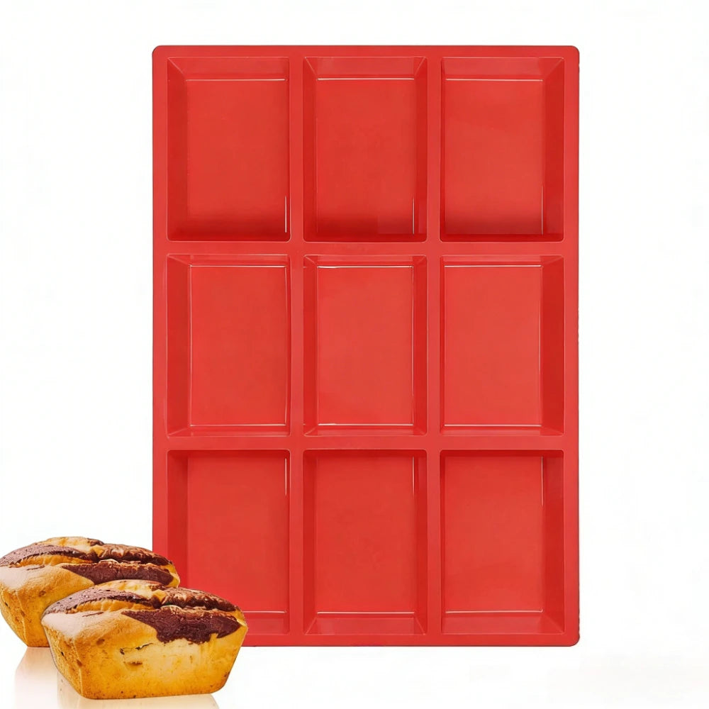 9-Cavity Silicone Loaf Pan – Nonstick Bread & Baking Mold