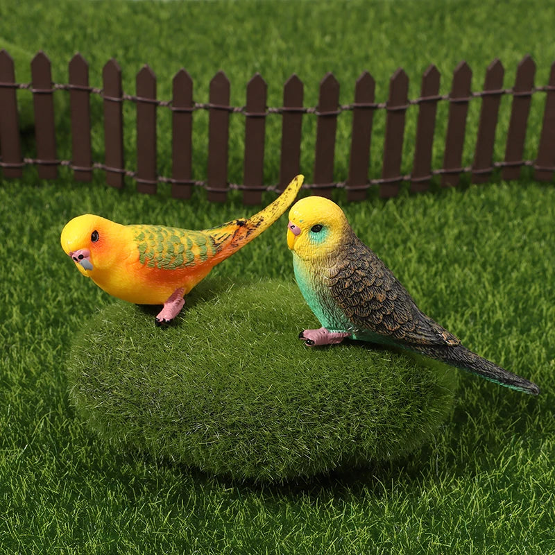 Simulation Parrot Figurine Miniature Ornament & Photography Prop Miniature Bird Figurine Nixie