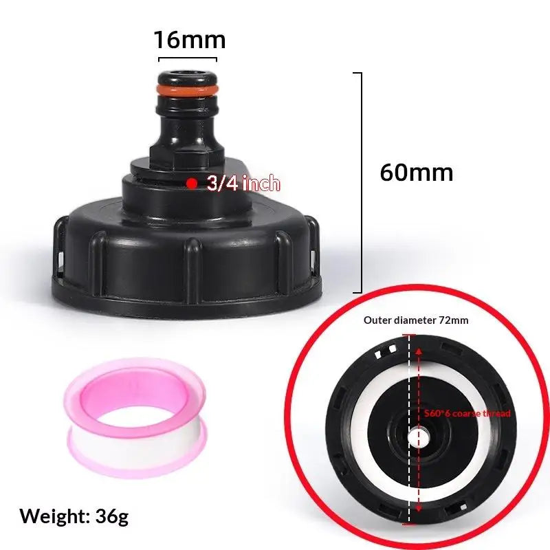 IBC Tank Valve Adapter 1/2" & 3/4" – 60mm Coarse Thread Set