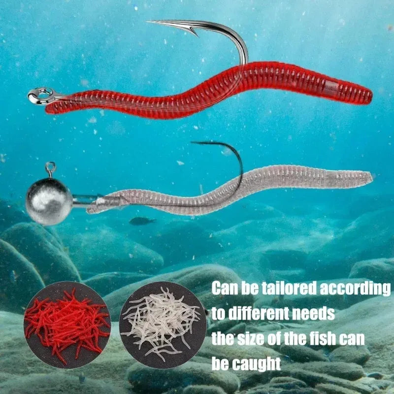 50pcs Silicone Worm Soft Fishing Bait 3.5cm Scented Lures Soft Fishing Lures Nixie