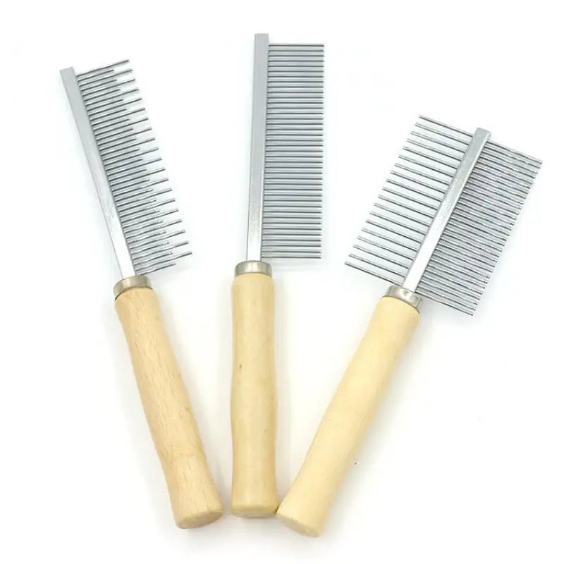 Pet Grooming Comb Wood Handle – Cats & Dogs Deshedding Tool Pet Grooming Comb Nixie