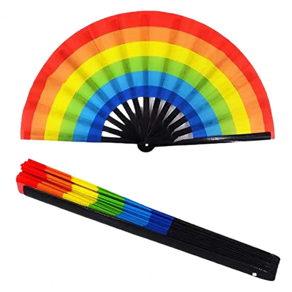 Glow in the Dark Folding Fan – Rainbow Festival Party Fan