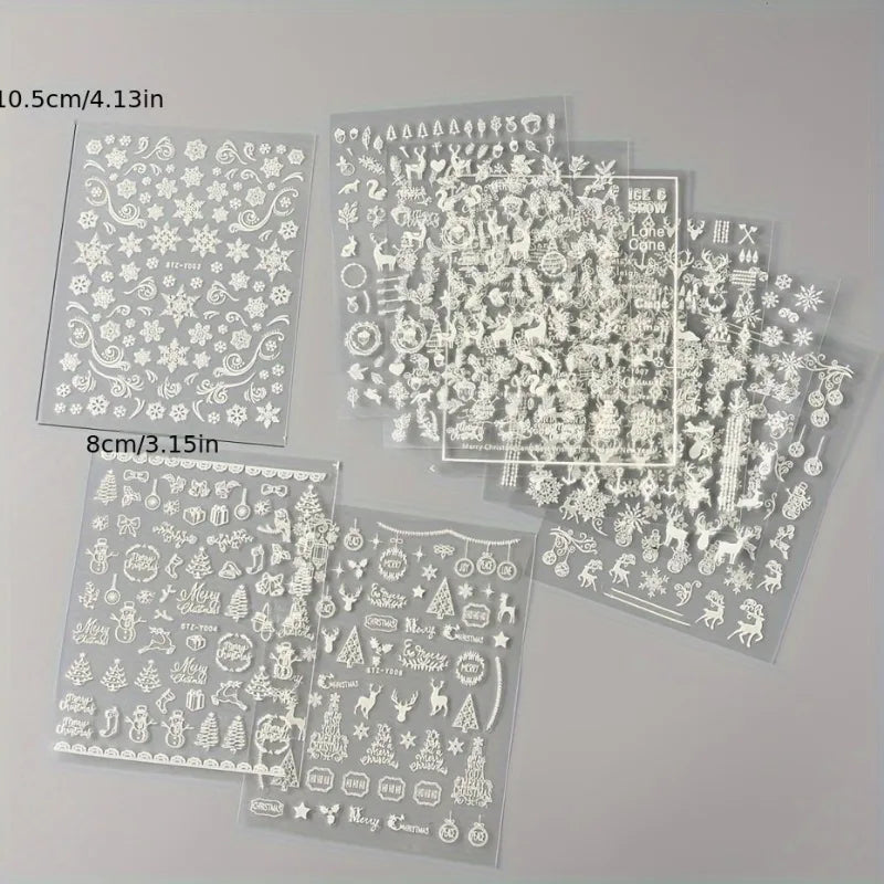 9PCS Christmas Nail Stamping Plates – Snowflake Xmas Stencil Set