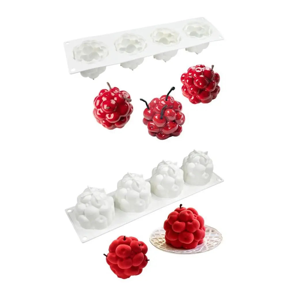 4-Cavity Cherry Cluster Silicone Mold – BPA-Free Dessert Mold Silicone Baking Mold Nixie