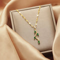 Emerald Branch Pendant Necklace – Gold Green Clavicle Chain Pendant Necklace Nixie XL1387