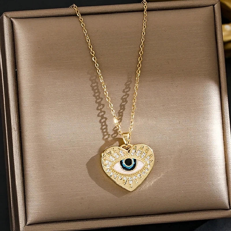 Devil's Eye Zircon Pendant Necklace – Unisex Collarbone Chain Pendant Necklace Nixie