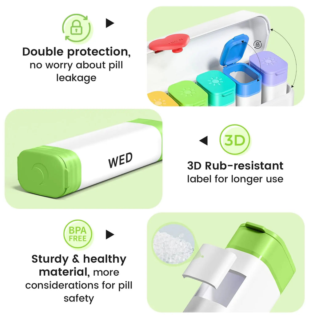 Weekly AM PM Pill Organizer – 7-Day Large Travel Pill Case Pill Organizer Case Nixie