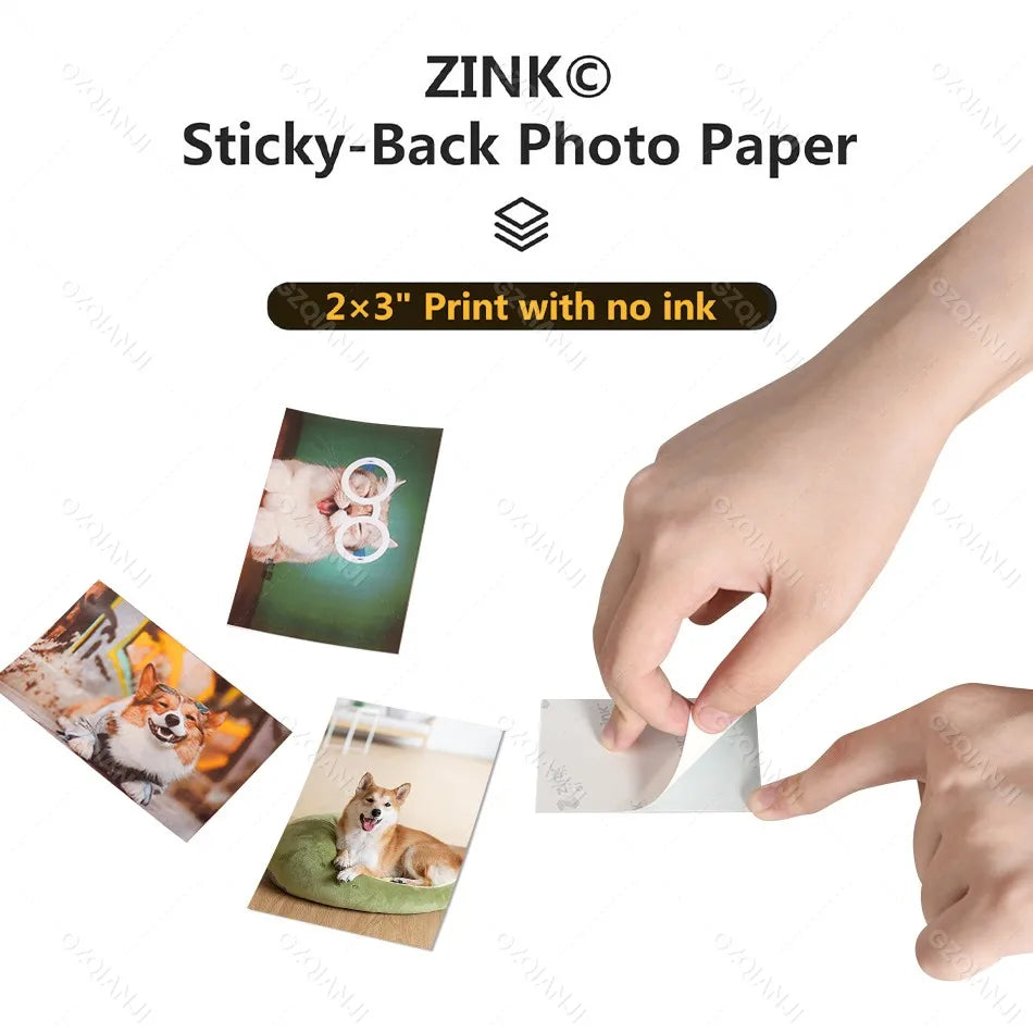 HPRT MT53 Zink 2x3" Sticky Photo Paper 20 Sheets | Ink-Free Zink Photo Paper Nixie