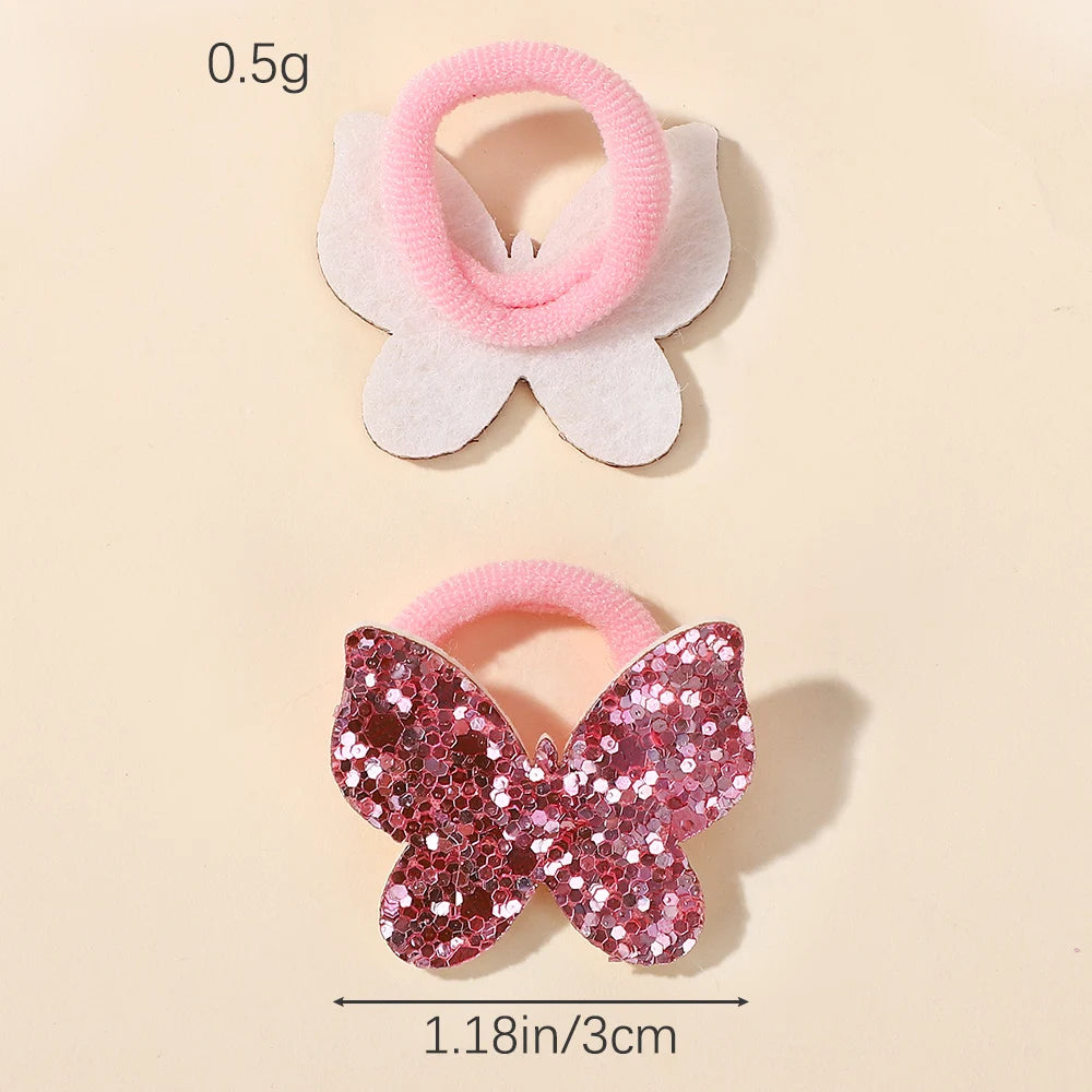 20pcs Glitter Butterfly Bow Elastic Hair Bands for Girls Girls Hair Accessories Nixie