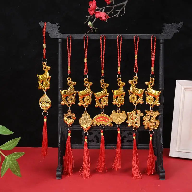 2027 Year of the Goat Chinese New Year Hanging Ornament Red Tassel Holiday Hanging Ornament Nixie