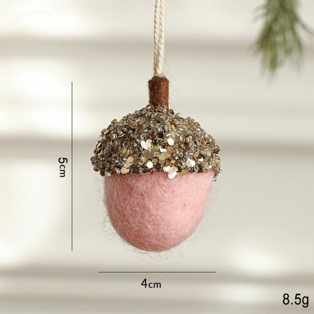 Wool Felt Acorn & Pine Christmas Tree Hanging Ornaments