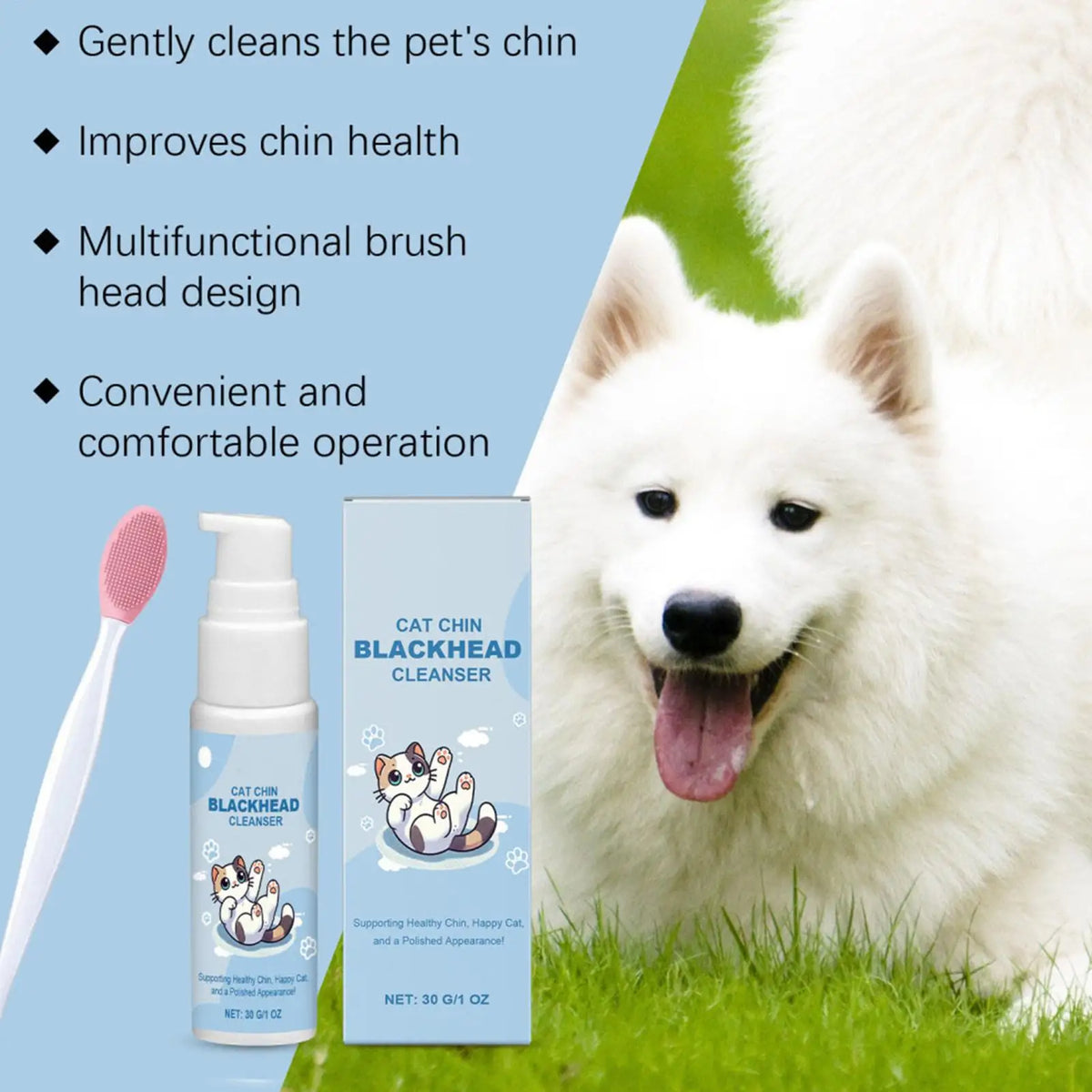 Cat Chin Cleaner 30g – Gentle Pet Chin Lotion & Brush Kit Pet Grooming Kit Nixie Default Title