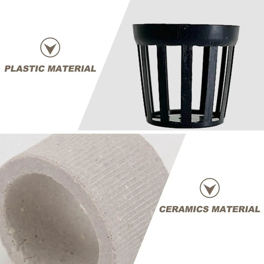 Ceramic Aquarium Plant Weights – 10-Set Fixing Rings & Baskets