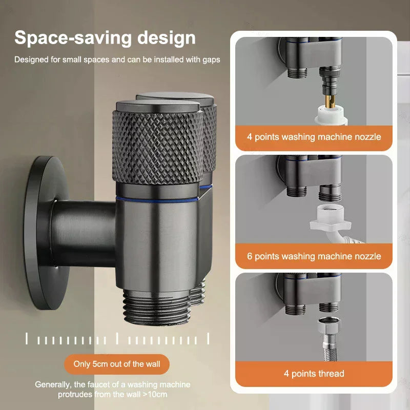 Stainless Steel 1-Inlet 2-Outlet Water Diverter Corner Valve Water Diverter Valve Nixie