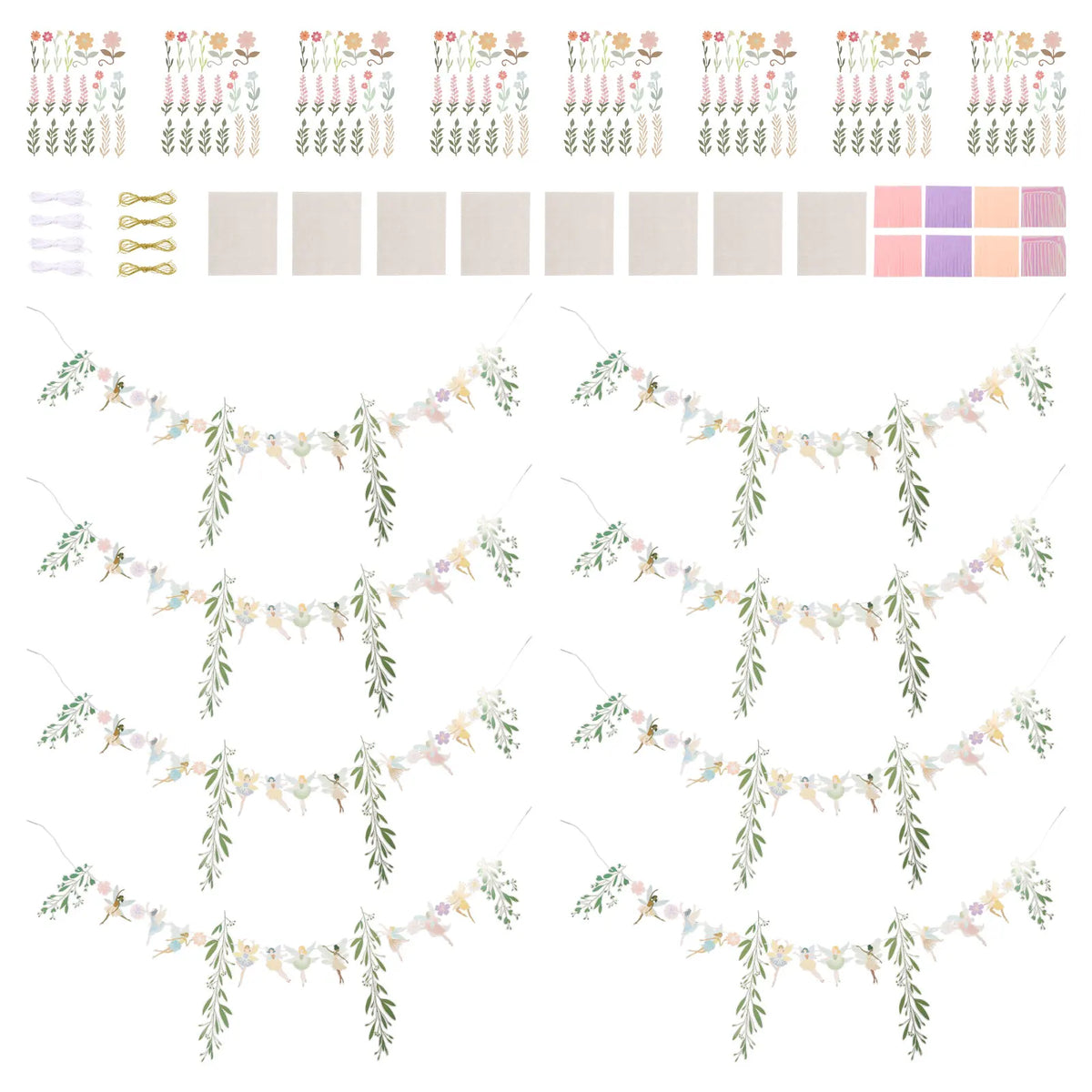 8Pcs Flower Fairy Banner Garland – Colorful Party Decoration Party Banner Garland Nixie