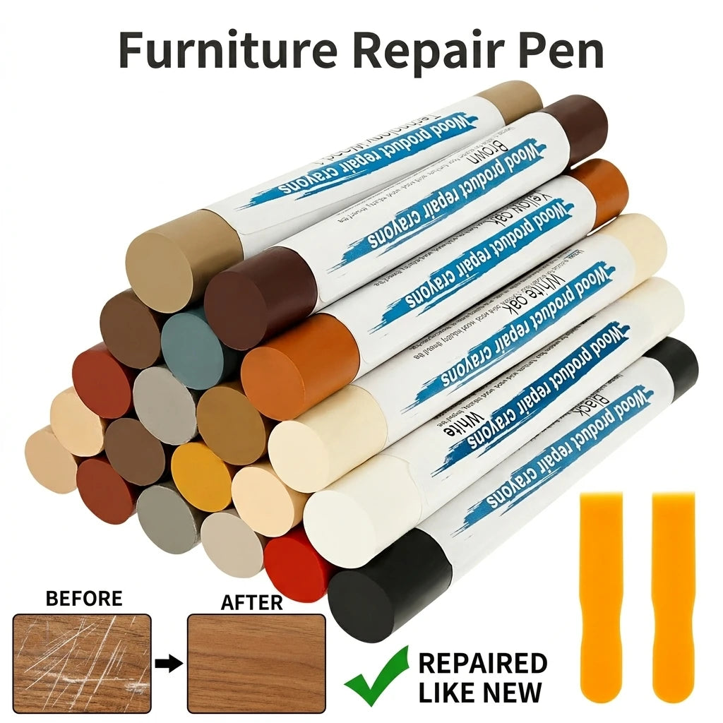 Wood Furniture Repair Pen & Filler Sticks – 18-Color Kit