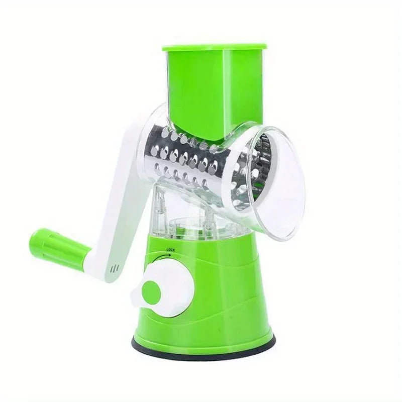 FEB.WIND Rotary Vegetable Cutter & Shredder with Drum Blades Rotary Kitchen Grater Nixie green