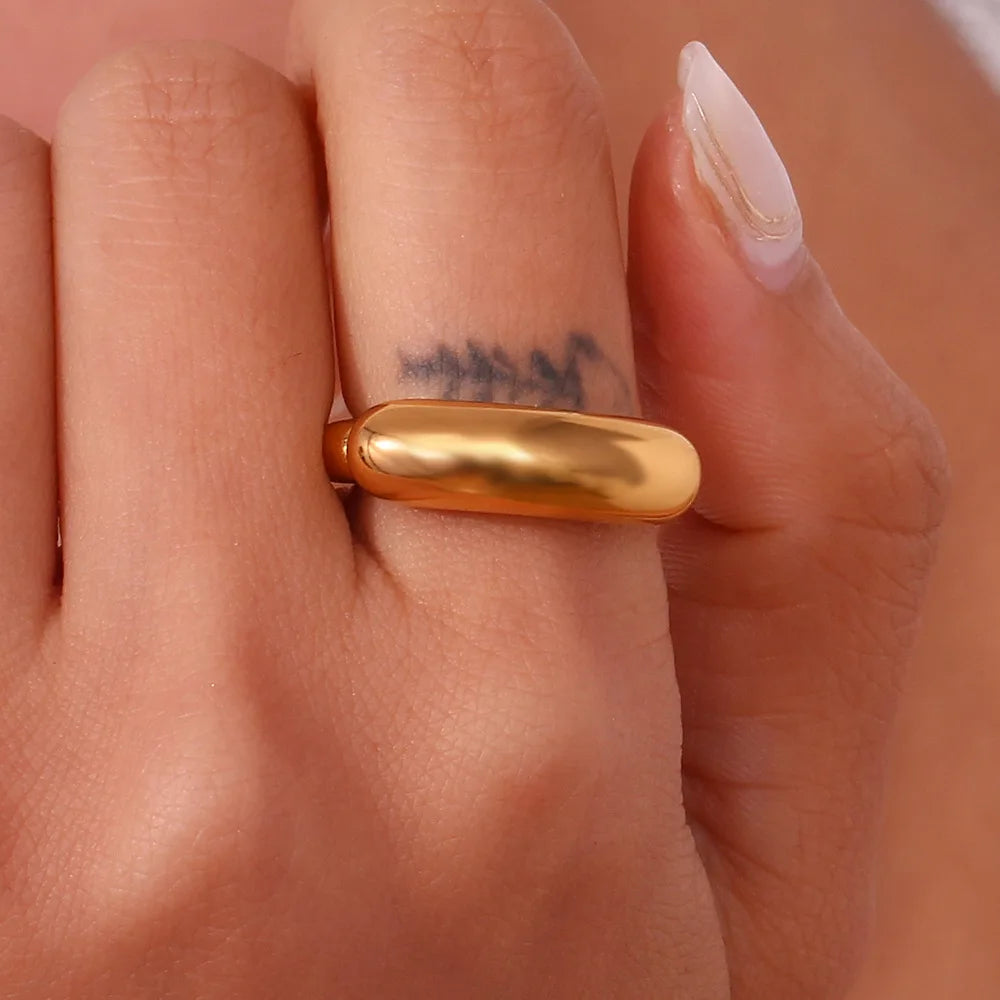 Stainless Steel Ring 18K Gold Plated – Unisex Fashion Band Fashion Ring Nixie