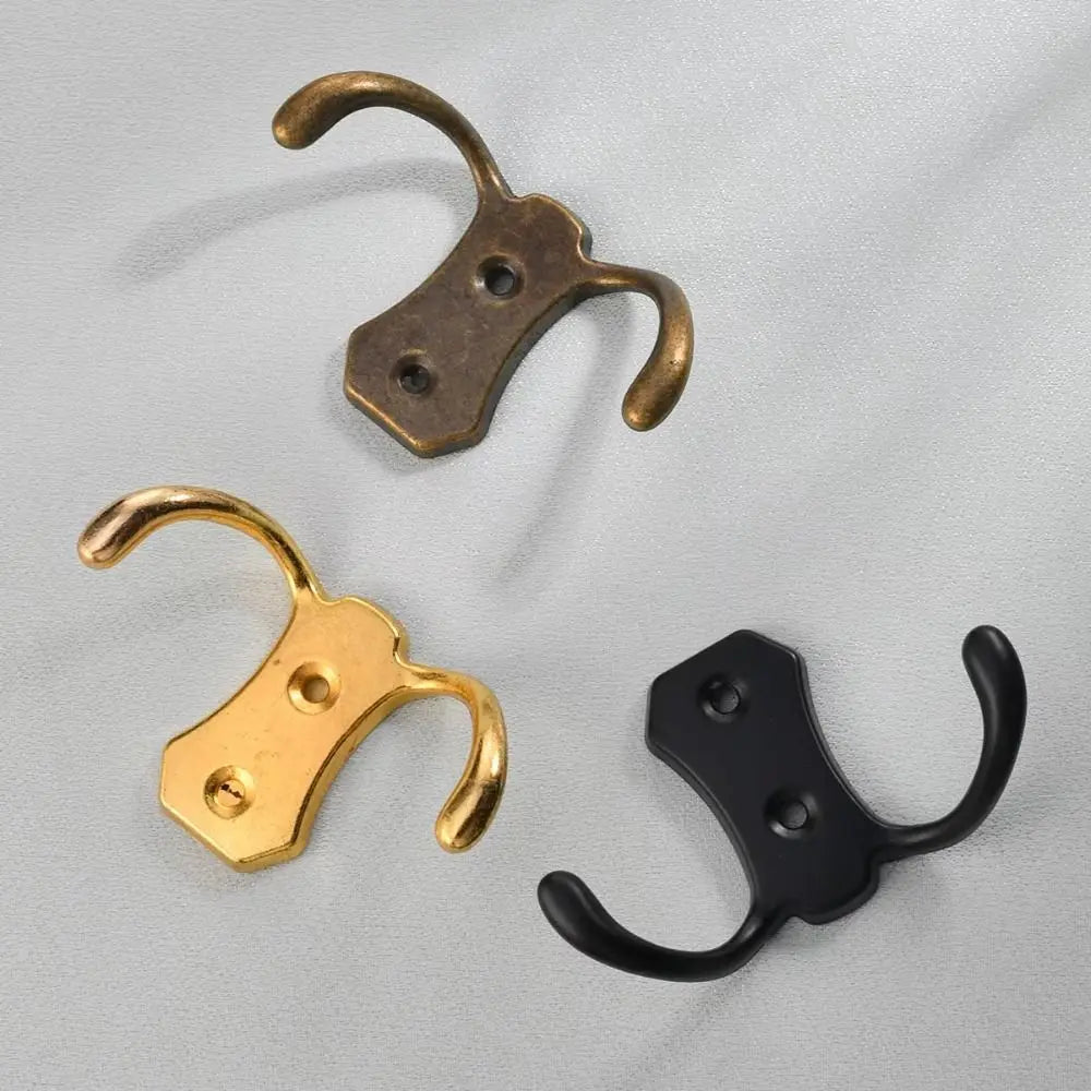 3PCS Zinc Alloy Double Prong Coat Hooks – Antique European Style Wall Coat Hooks Nixie