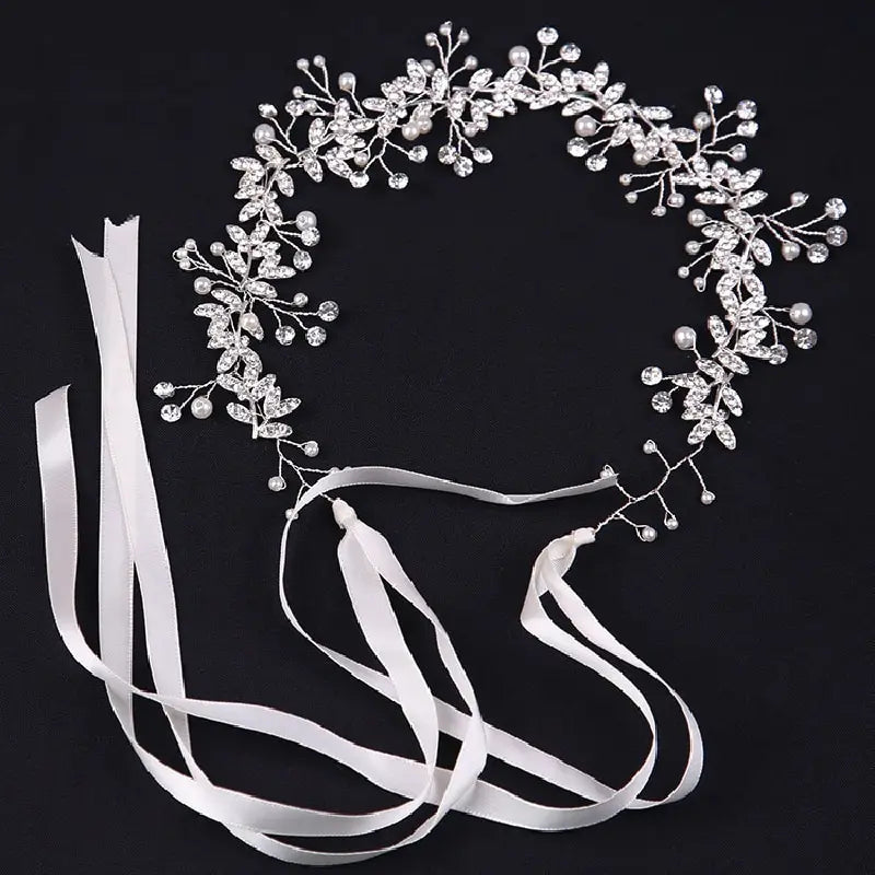 Silver-Plated Crystal Bridal Hair Band – Handmade Wedding Garland Bridal Hair Band Nixie