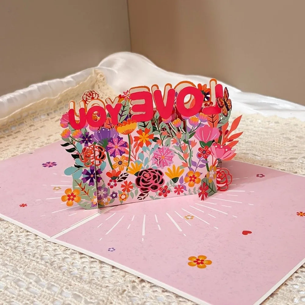 3D Pop-Up Mother's Day Card – Floral Bouquet Handmade Gift Pop-Up Greeting Card Nixie