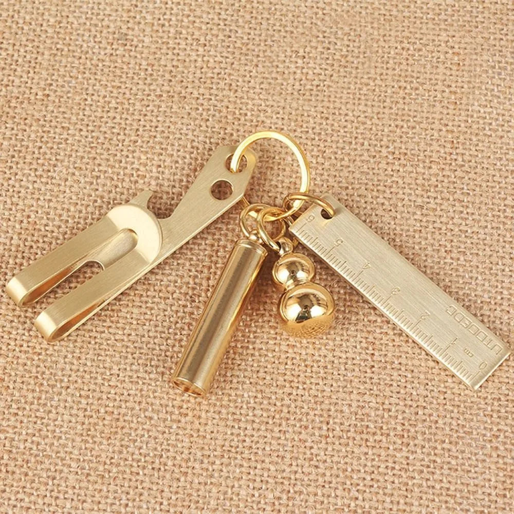 6cm Mini Brass Ruler Keychain – Compact Metal Pocket Ruler Ruler Keychain Nixie