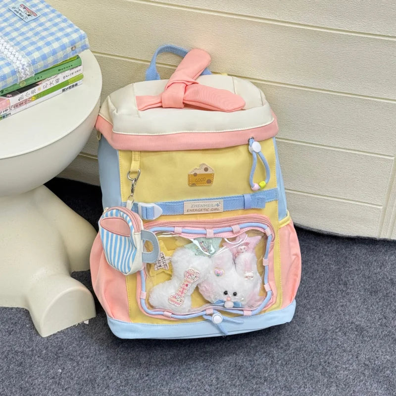 Girls Color-Block School Backpack – Large Capacity Kids Bag Kids School Backpack Nixie