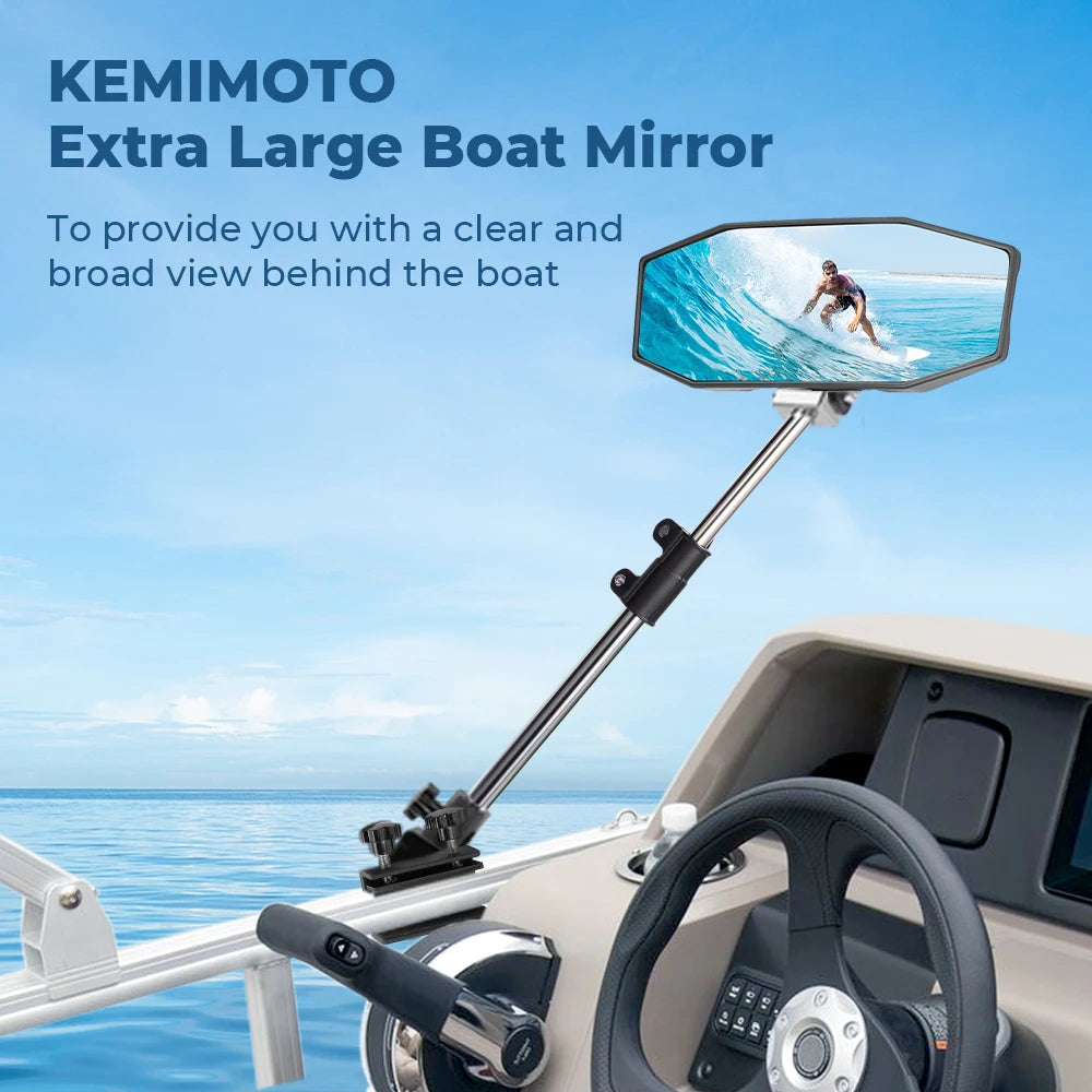 Boat Rear View Mirror 10.5"×4" 360° Telescoping Pole | Marine Marine Rear View Mirror Nixie Default Title