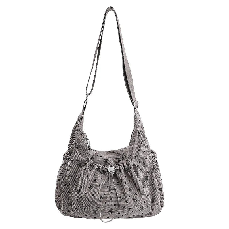 Korean Pleated Crossbody Dumpling Bag – Large Capacity Nylon Crossbody Shoulder Bag Nixie Gray