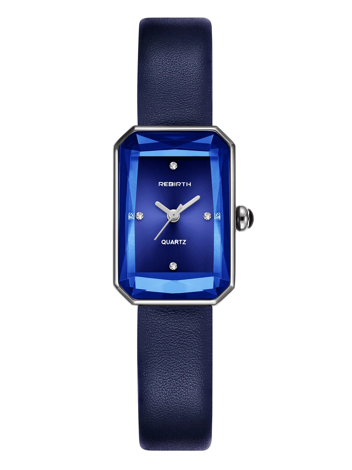 REBIRTH Retro Quartz Watch – Leather Band, Rectangle Dial Quartz Wristwatch Nixie Blue