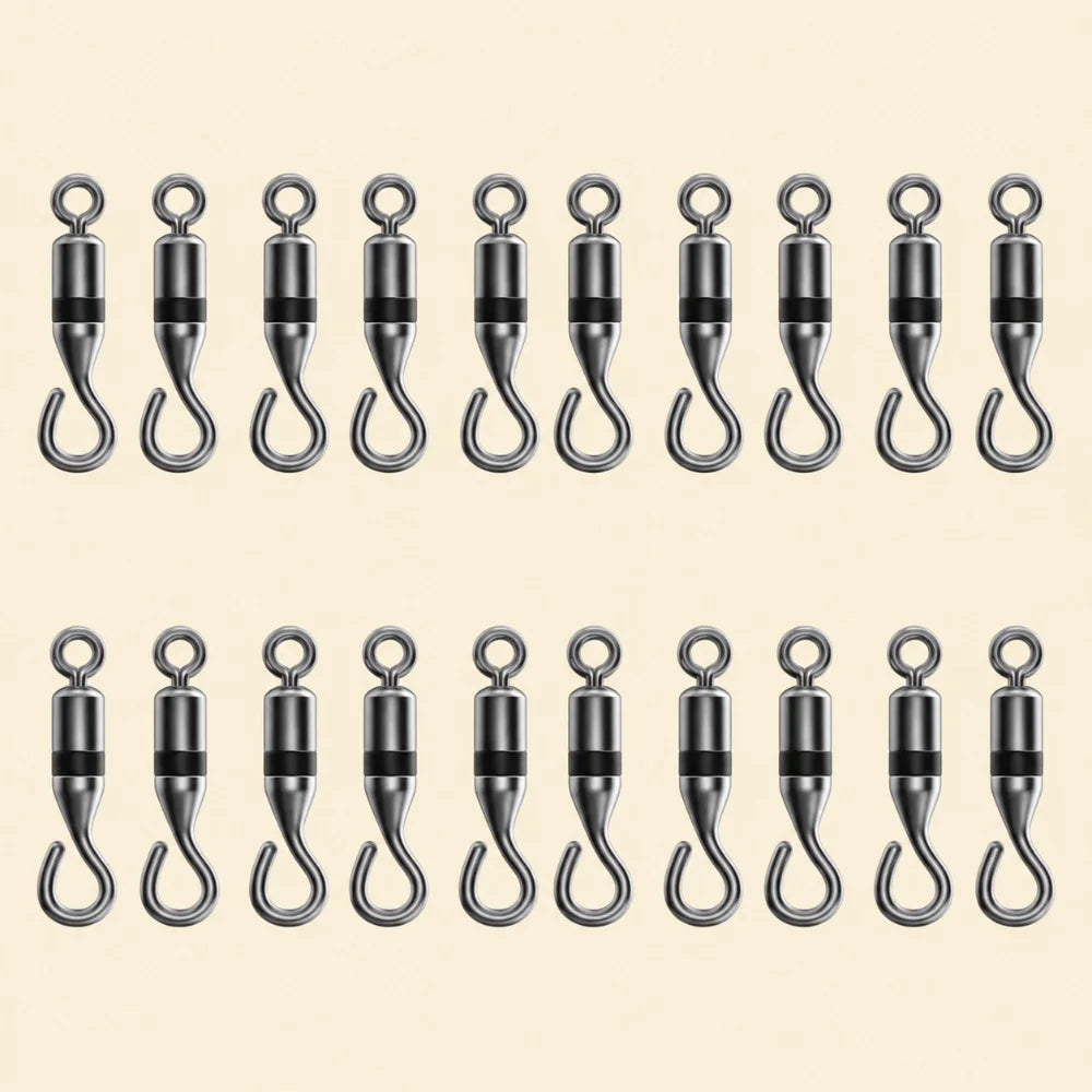 20PCS Titanium Alloy Open Swivel Fishing Rings with Rubber O-Rings Fishing Swivel Rings Nixie Black-S