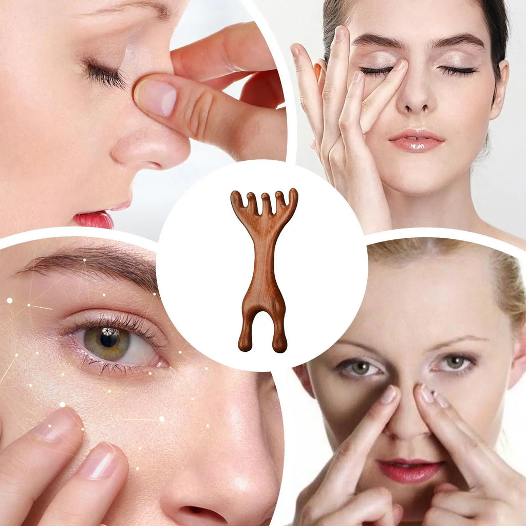 Sandalwood Deer Antler Scalp Massager Gua Sha Comb | Hair Care Scalp Massager Comb Nixie