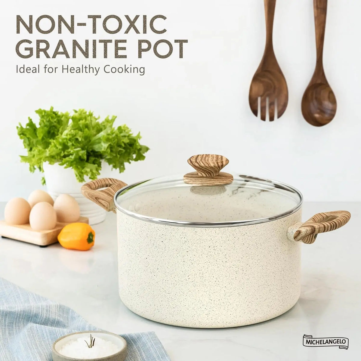 MICHELANGELO 6QT Granite Non-Stick Stockpot with Lid – All Stoves Non-Stick Stockpot Nixie