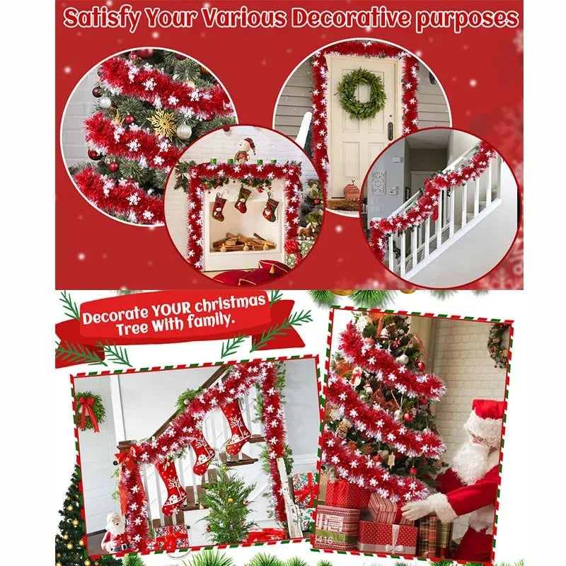 2M Christmas Snowflake Tinsel Garland – Metallic Xmas Decor Christmas Tinsel Garland Nixie