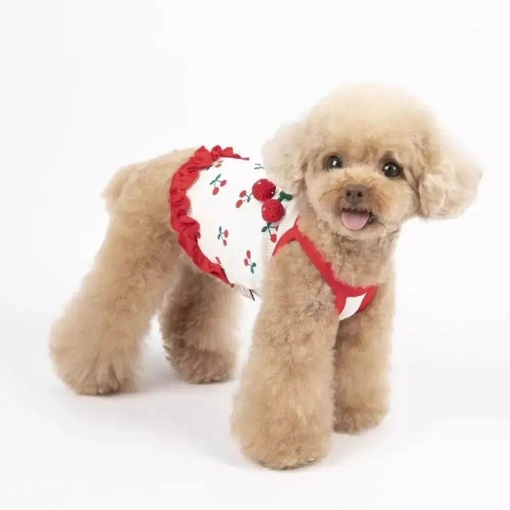 Breathable Cherry Dog Vest – Soft Pet Dress for Small Dogs Pet Dog Dress Nixie