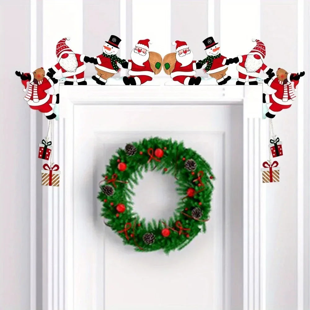 Christmas Wooden Door Corner Decor – Santa, Snowman & Reindeer Christmas Door Decoration Nixie