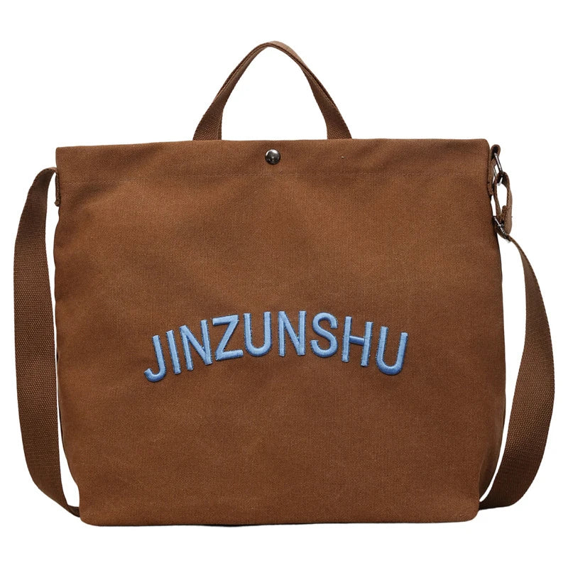 Women's Canvas Tote Bag Letter Embroidery Large Shoulder Bag Canvas Shoulder Bag Nixie