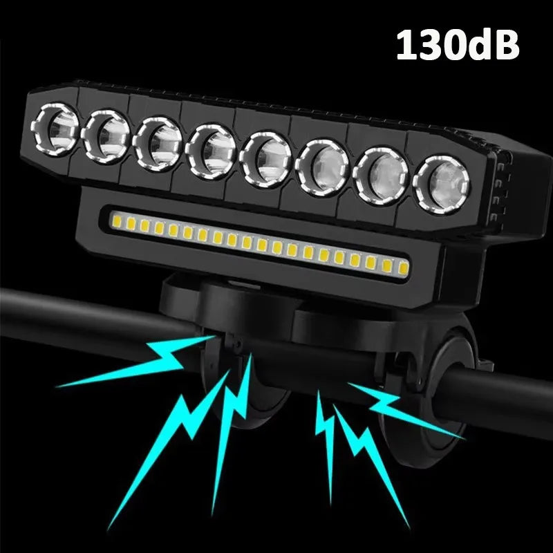 LED Bike Headlight 130dB Bell & Power Bank – 6 Light Modes