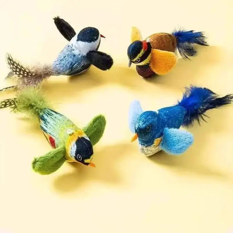 Cat Teaser Swing Toy – Bite-Resistant Realistic Bird 1/2/3 PCS