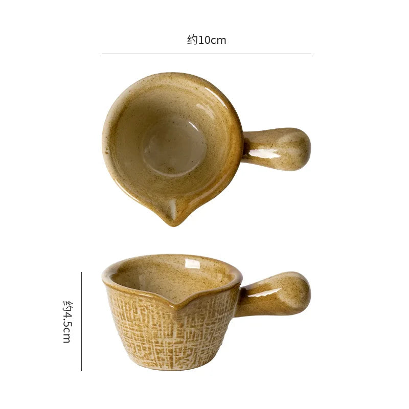 Vintage Ceramic Dipping Sauce Cup with Handle | Retro Style