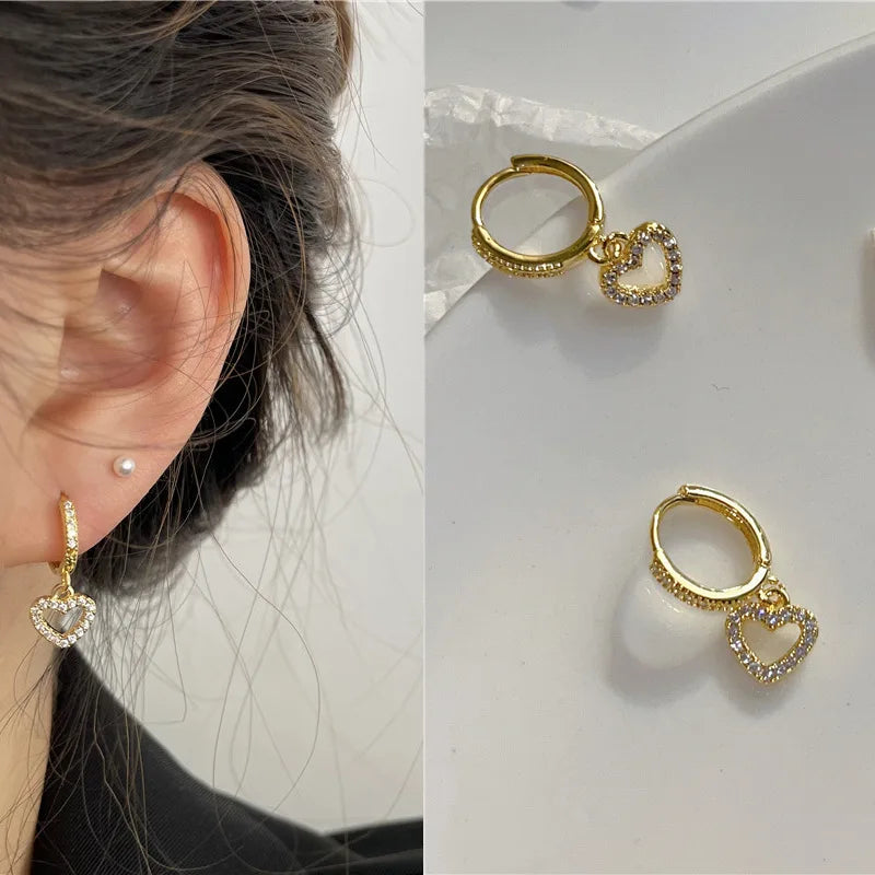 Sparkling Zircon Drop Hoop Earrings – 14K Gold Plated Women Drop Hoop Earrings Nixie