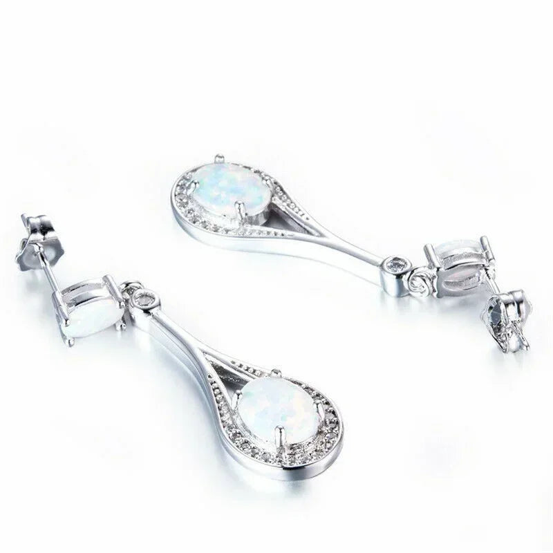 Glass Opal Drop Stud Earrings – Vintage Women's Jewelry Stud Earrings Nixie