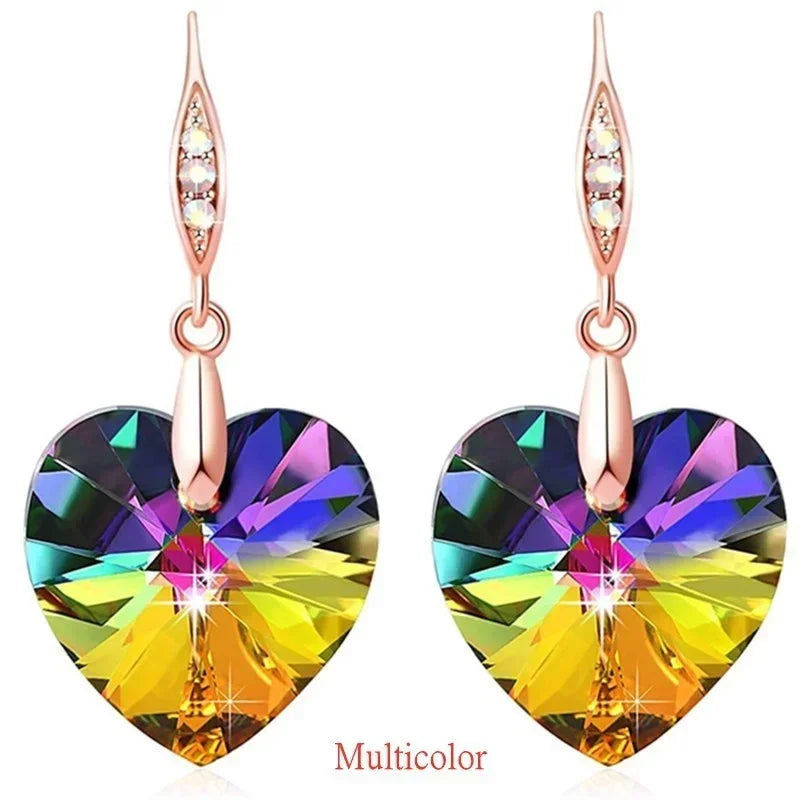 Pink Purple Zircon Rose Gold Long Hook Dangle Earrings Dangle Earrings Nixie