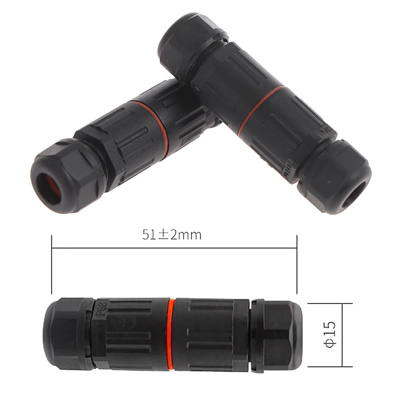 IP68 Waterproof Cable Connector 2/3 Pin Outdoor Plug Socket